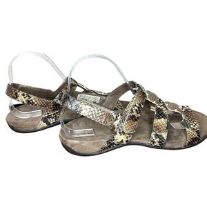 VIONIC Amber Snakeskin Brown Srappy Support Orthopedic Sandals Women's 8